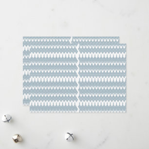 a blue and white pattern with a white background holiday card