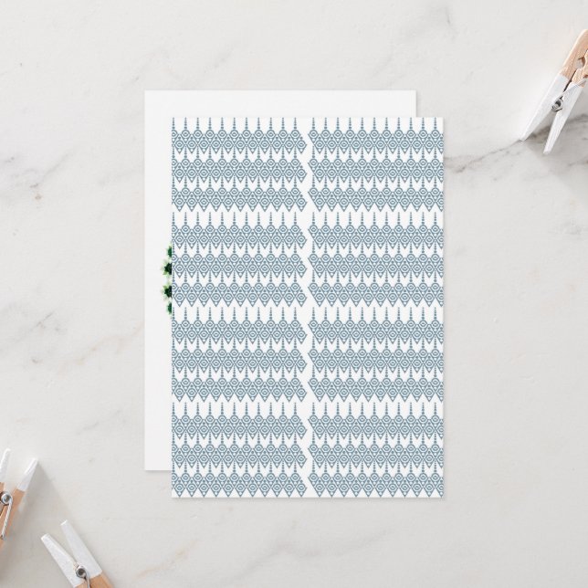 a blue and white pattern with a white background invitation (Front/Back In Situ)