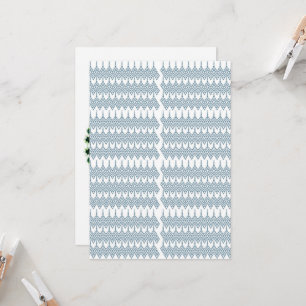 a blue and white pattern with a white background invitation