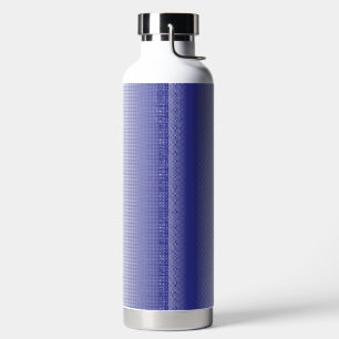 a blue and white striped background water bottle