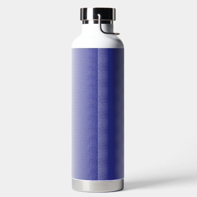 a blue and white striped background water bottle (Left)