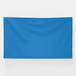 a blue background with a black and white clock banner