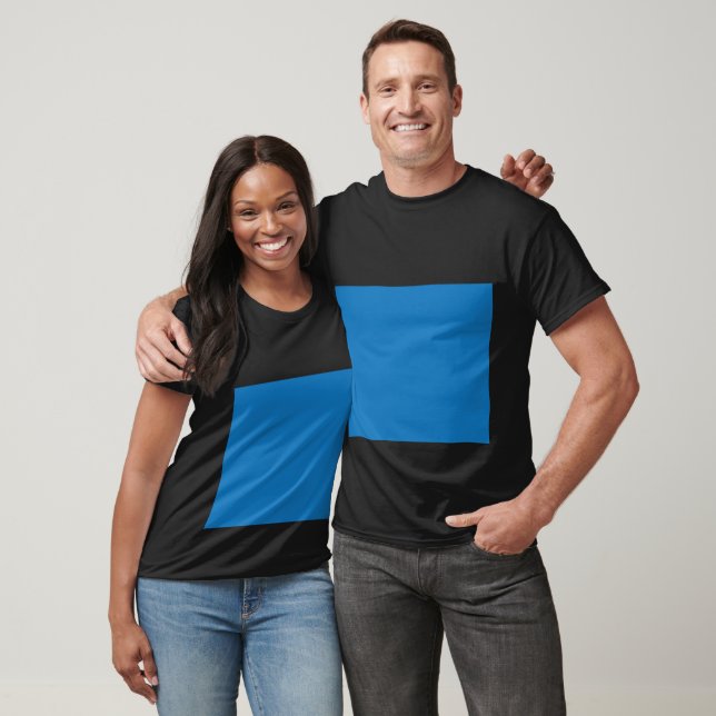 a blue background with a black and white clock T-Shirt (Unisex)