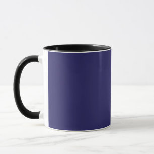 a blue background with a clock on it mug
