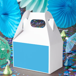 a blue background with a favour box