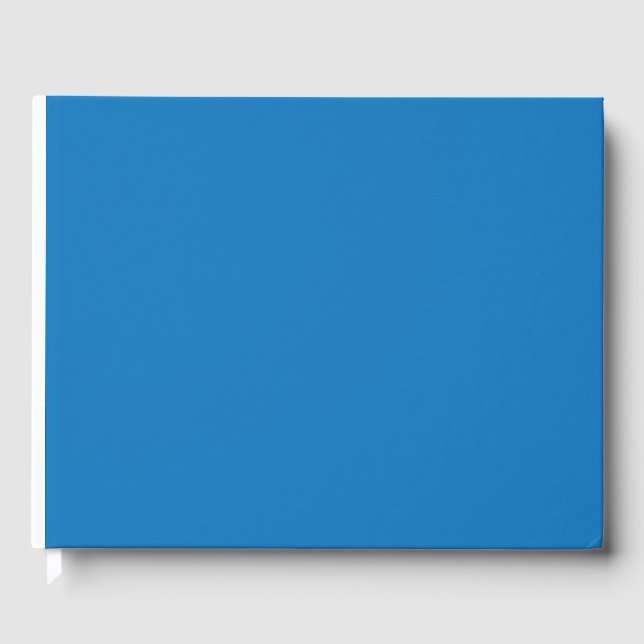 a blue background with a guest book (Front)