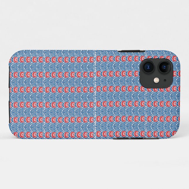 a blue background with red and white designs Case-Mate iPhone case (Back (Horizontal))