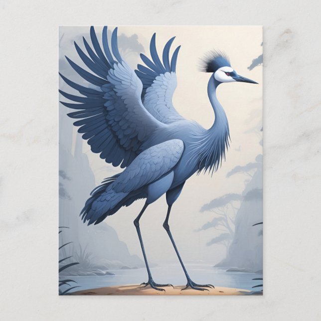 A Blue Crane Standing with Wings Spread Postcard (Front)