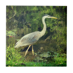 A blue heron tile