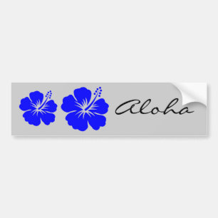 A blue hibiscus flower bumper sticker