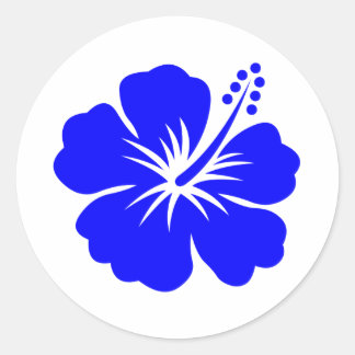 A blue hibiscus flower classic round sticker