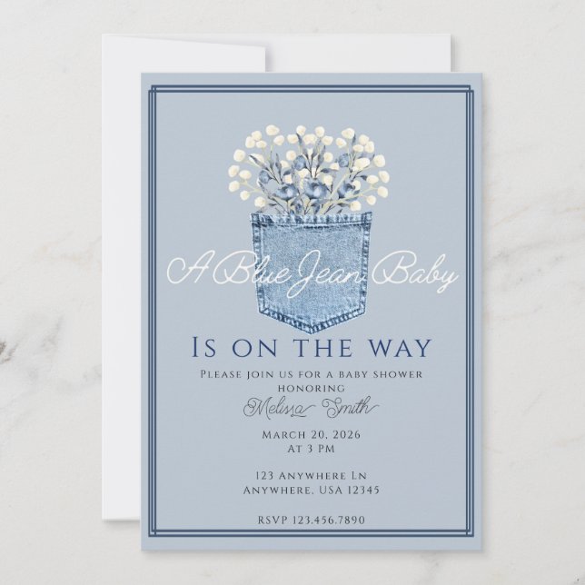 A Blue Jean Baby Invitation (Front)