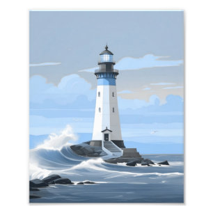 A blue Lighthouse Painting Photo Enlargement Print