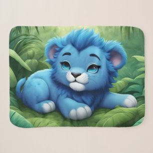 A Blue Lion Cub in the Jungle Sherpa Blanket