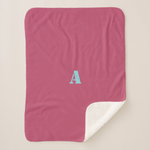 A Blue Monogram Dark Pink Fleece Blanket