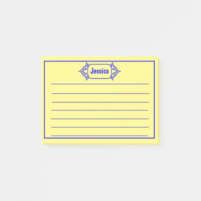 A Blue Ornate Patterned Title Graphic Post-it Notes (Front)