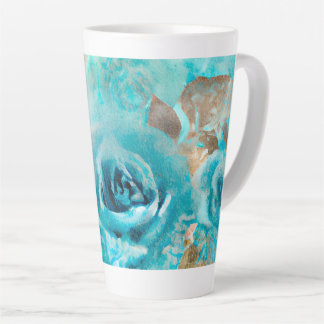 A Blue Shabby Chic Ephemera Design Series 7 Latte Mug