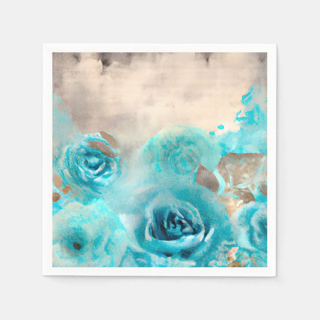 A Blue Shabby Chic Ephemera Design Series 7 Napkin (Front)