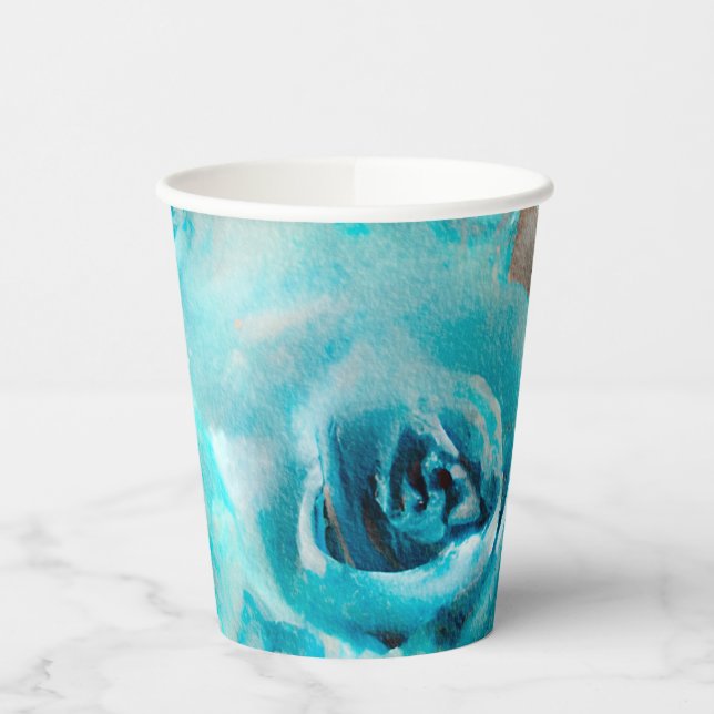 A Blue Shabby Chic Ephemera Design Series 7 Paper Cups (Left)