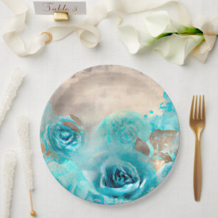 A Blue Shabby Chic Ephemera Design Series 7 Paper Plate