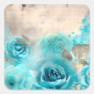 A Blue Shabby Chic Ephemera Design Series 7 Square Sticker