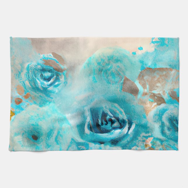 A Blue Shabby Chic Ephemera Design Series 7 Tea Towel (Horizontal)