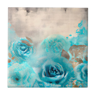 A Blue Shabby Chic Ephemera Design Series 7 Tile