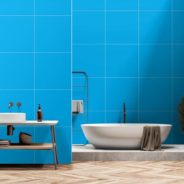 A blue square centred on a white background, crea wallpaper (Bathroom)