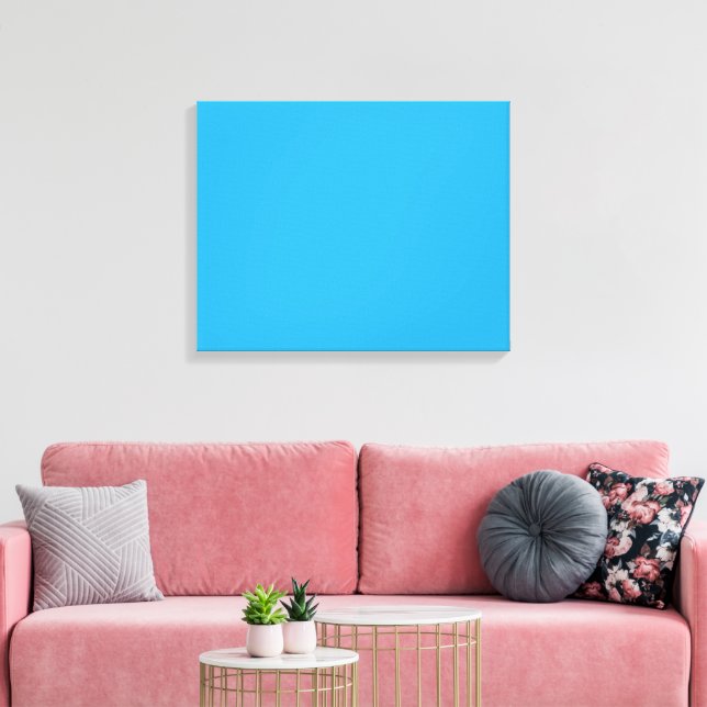 A blue square framed by a white border, presenting canvas print (Insitu(LivingRoom))