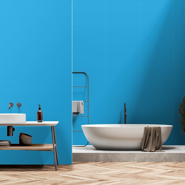 A blue square framed by a white border, presenting wallpaper (Bathroom)