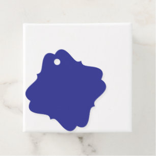 a blue wall with a clock favour tags
