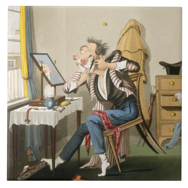 A Blunt Razor, pub. by Hunt, 1827 (coloured etchin Tile (Front)