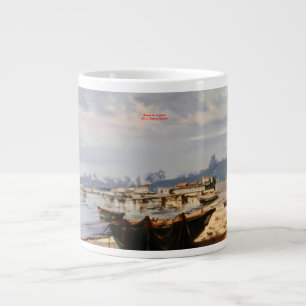 A boat on the beach large coffee mug
