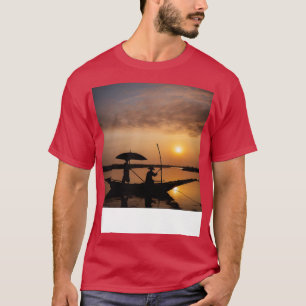 A Boat On The Mekong Delta In Vietnam at Sunset T-Shirt