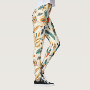 A bohemian-inspired light colored pattern  leggings