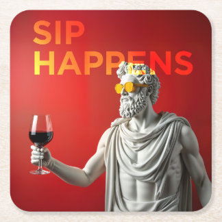 A bold and modern “Sip Happens” coaster