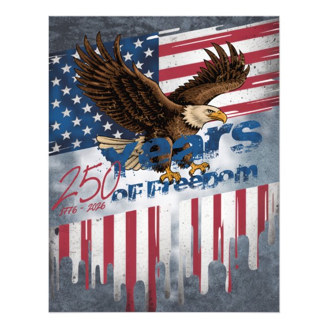 A bold, distressed illustration of an eagle photo print (Front)