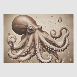 A Bold Pop Art Sepia Octopus Decoupage Design Tissue Paper