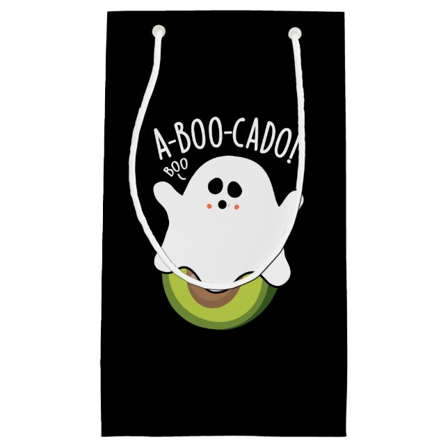 A-boo-cado Funny Avocado Pun Dark BG Small Gift Bag (Front)
