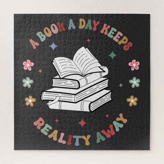 A Book A Day Keeps Reality Away Jigsaw Puzzle (Vertical)