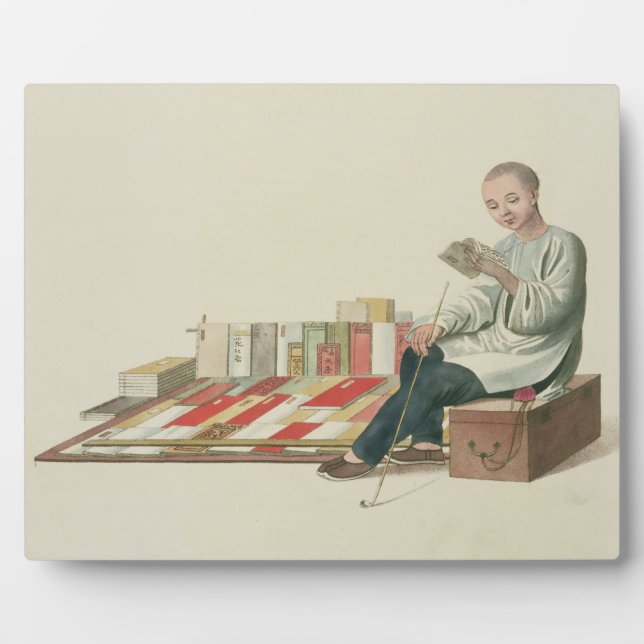 A Bookseller, plate 6 from 'The Costume of China', Plaque (Front)