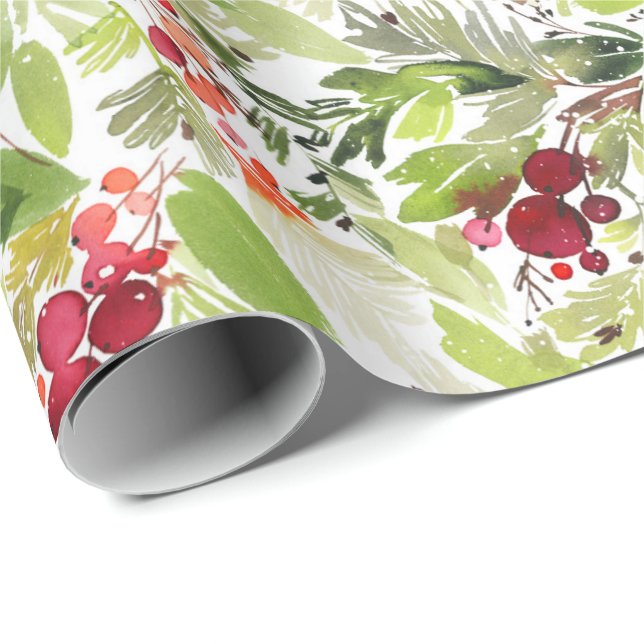 A Botanical Christmas Holiday Wrapping Paper (Roll Corner)