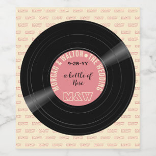 A Bottle of Rosé Vinyl Record Monogram Custom Wine Label