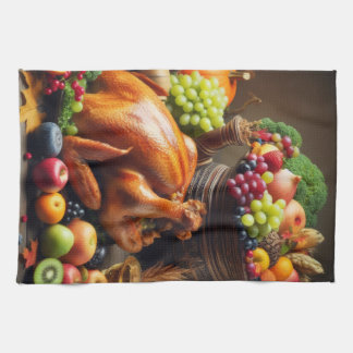 A Bountiful Harvest Feast Tea Towel