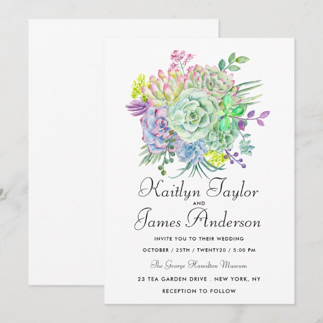 A bouquet of cacti - Wedding Invitation (Front/Back)