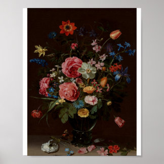A Bouquet of Flowers by Clara Peeters Poster