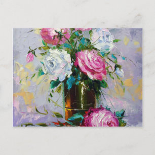 A bouquet of morning roses postcard