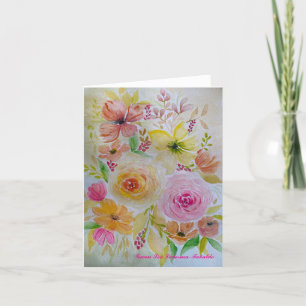 A Bouquet of Pink and Yellow Florals Card