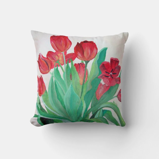 A Bouquet of Red Tulips Cushion (Front)