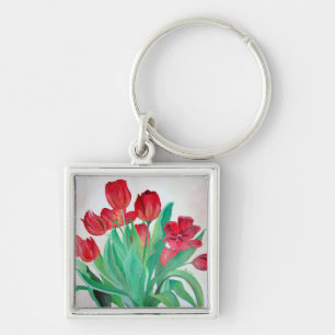 A Bouquet of Red Tulips Key Ring